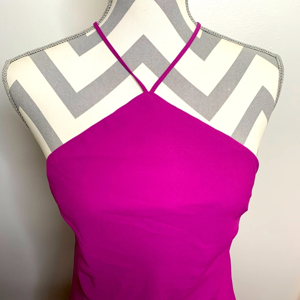 ASOS DESIGN soft halter bias maxi dress in magenta SIZE 10 Evening Party Wedding